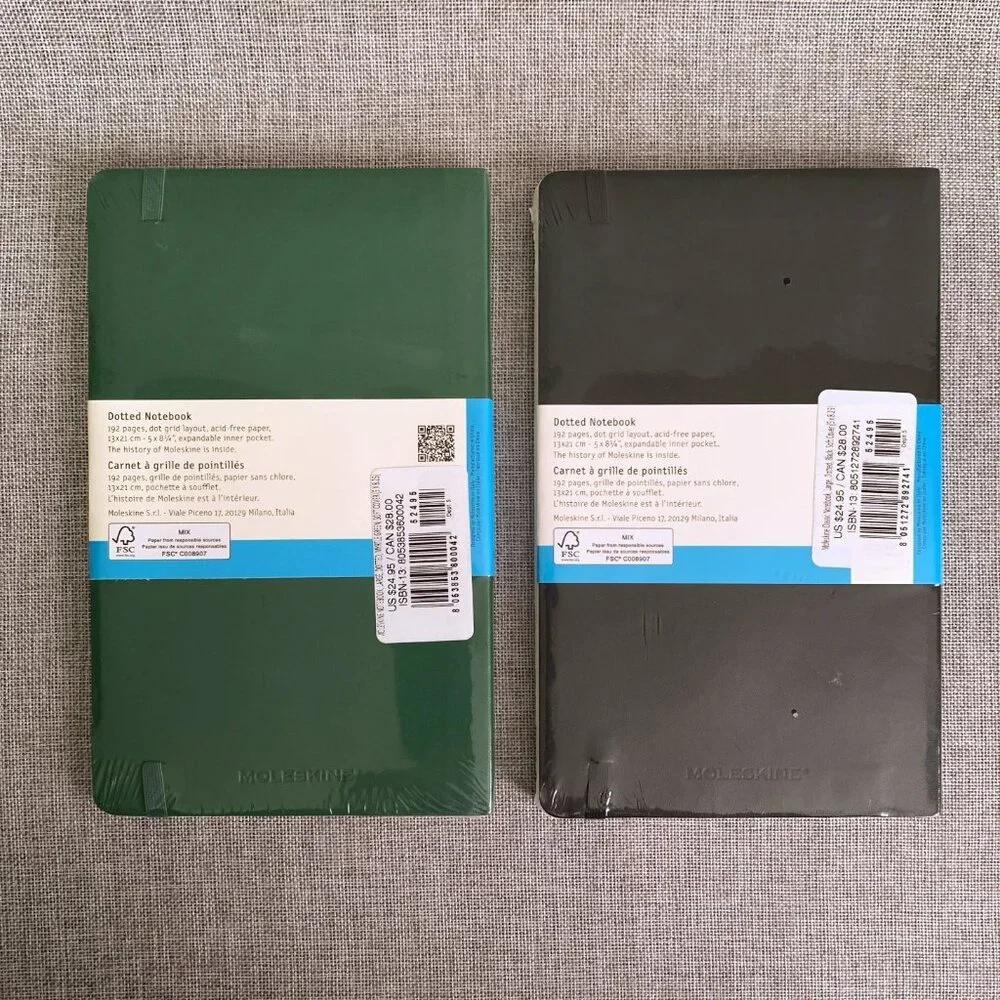 MOLESKINE Set of 2 Classic Soft Cover Dotted Notebooks Large 5 x 8.25” NWT